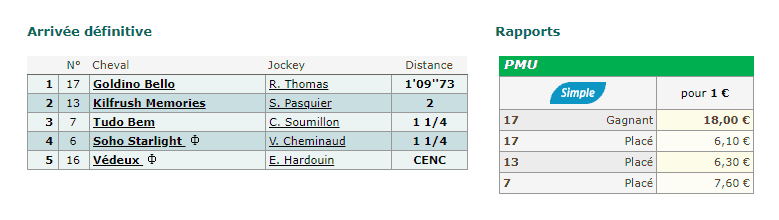 Victoire du N°17 en Plat grâce à la méthode